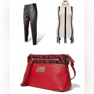 Derek Lam 10 Crosby + faux Leather Leggings + sharif Bag Capsule Outfit